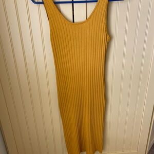 Active USA Mustard Ribbed Midi Dress